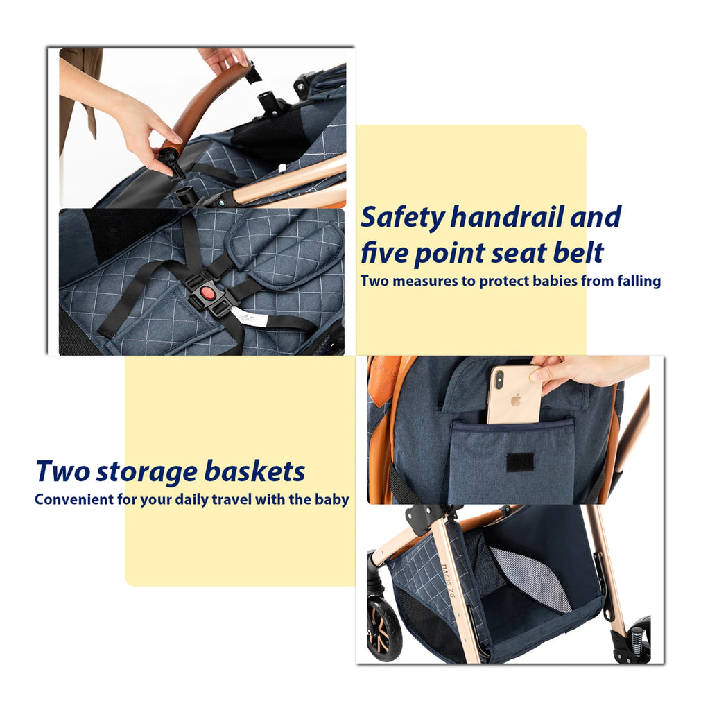 3-in-1 Baby Stroller Travel System with Lightweight Frame & One-Hand Fold | Bassinet + Car Seat + Stroller