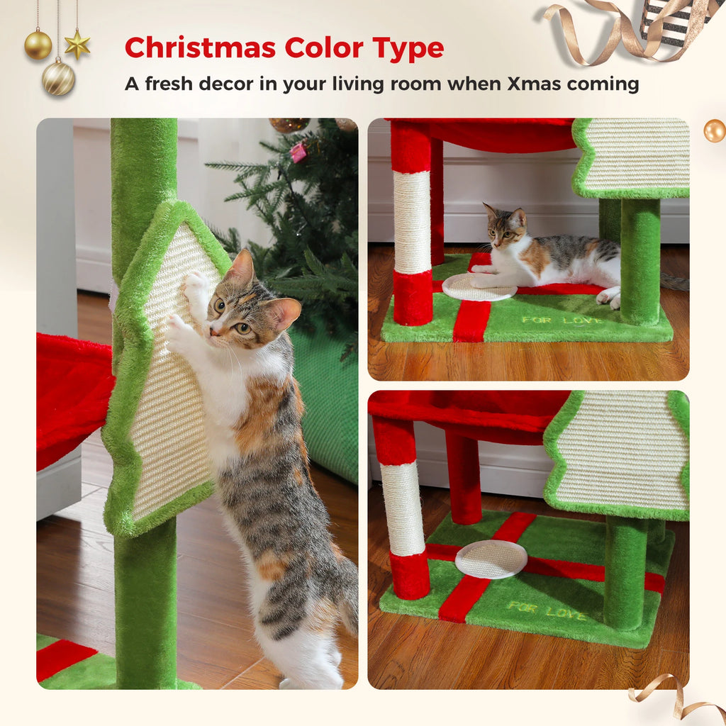 5-Level Cat Tree Tower for Indoor Cats – Large Cat Condo with Hammock & Scratching Posts