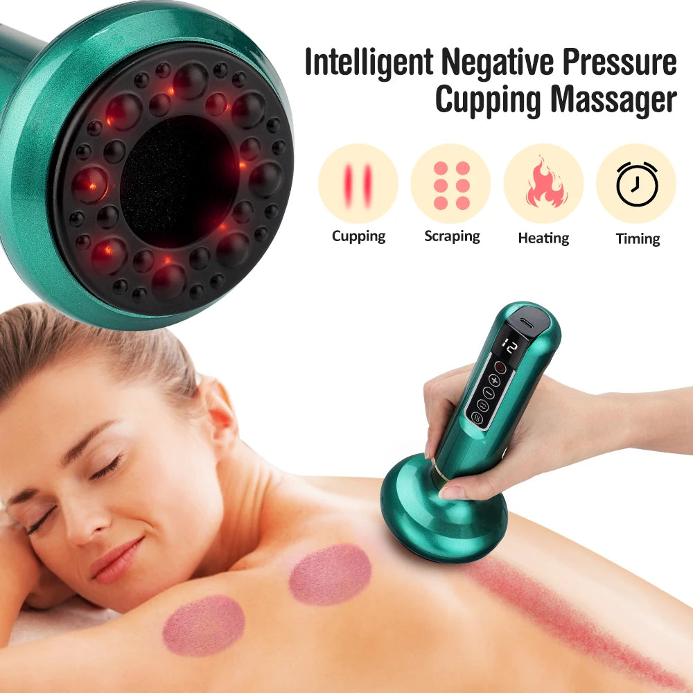 ✨ DeepGlow 12-Level Electric Cupping & Gua Sha Massager | Infrared Heating, Anti-Cellulite & Body Slimming Therapy Device