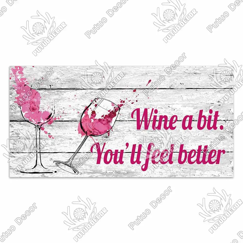 Putuo Decor Wine Signs Wooden Alcohol Plaque Wood Bar Plaque for Wood In Bar Pub Wall Decoration Door Hanging Sign Home Decor