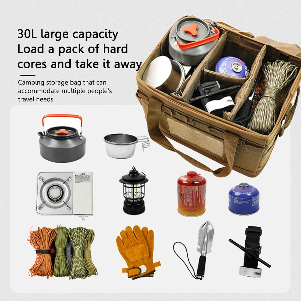“30L AdventureReady™ Camping Utensil Organizer – Foldable Outdoor Cooking & Car Trunk Storage Case”