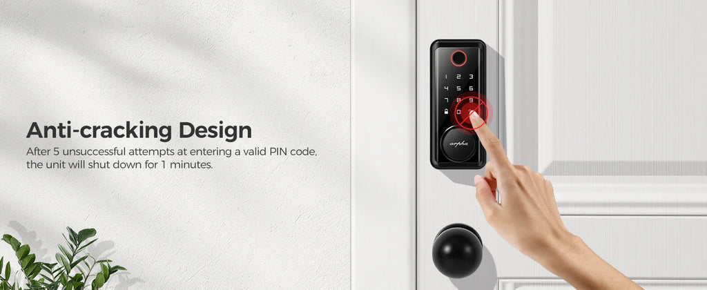 Arpha Smart Lock D601K Keyless Entry Door Lock Deadbolt with Handle Set Waterproof 5-in-1 Fingerprint Keyless Entry Door Lock