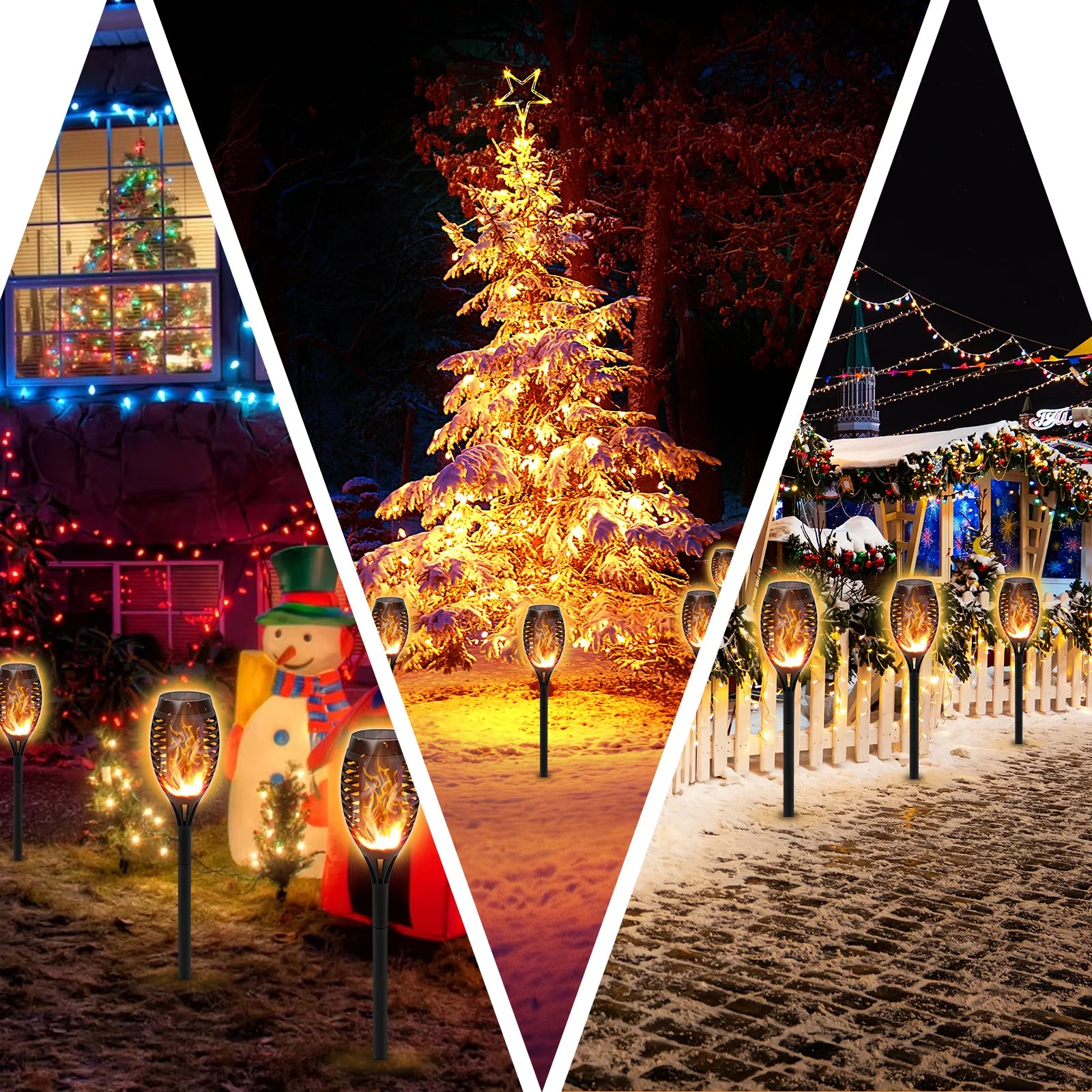 Solar Outdoor LED Torch Lights with Flickering Flame (4 / 6 / 8 / 12 Pieces)