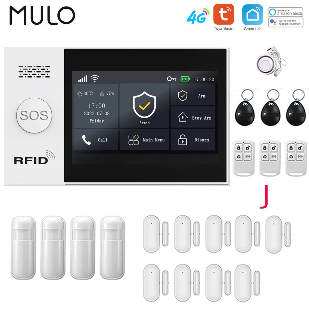 Tuya 4G Home Alarm Smart Home WIFI Security Alarms For Home House Touch Screen Apartment Alarms Support Smart Life APP Alexa