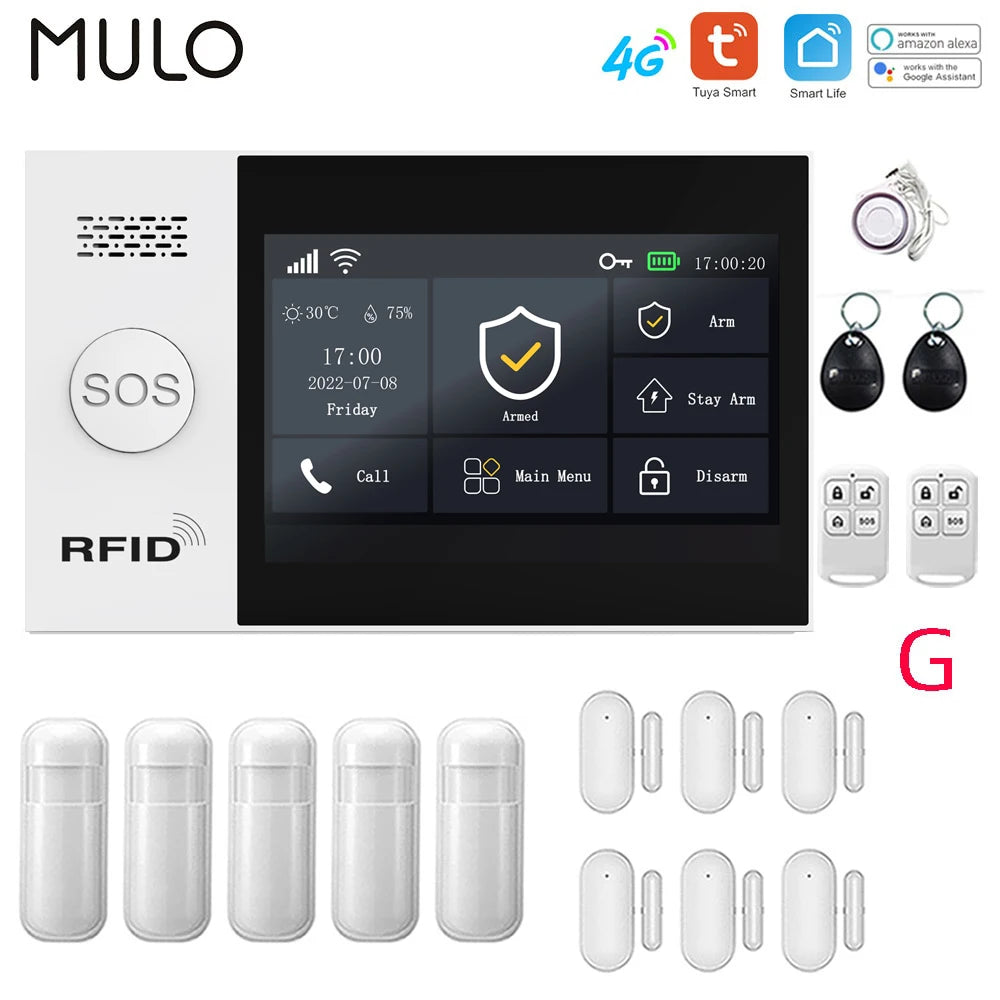 Tuya 4G Home Alarm Smart Home WIFI Security Alarms For Home House Touch Screen Apartment Alarms Support Smart Life APP Alexa