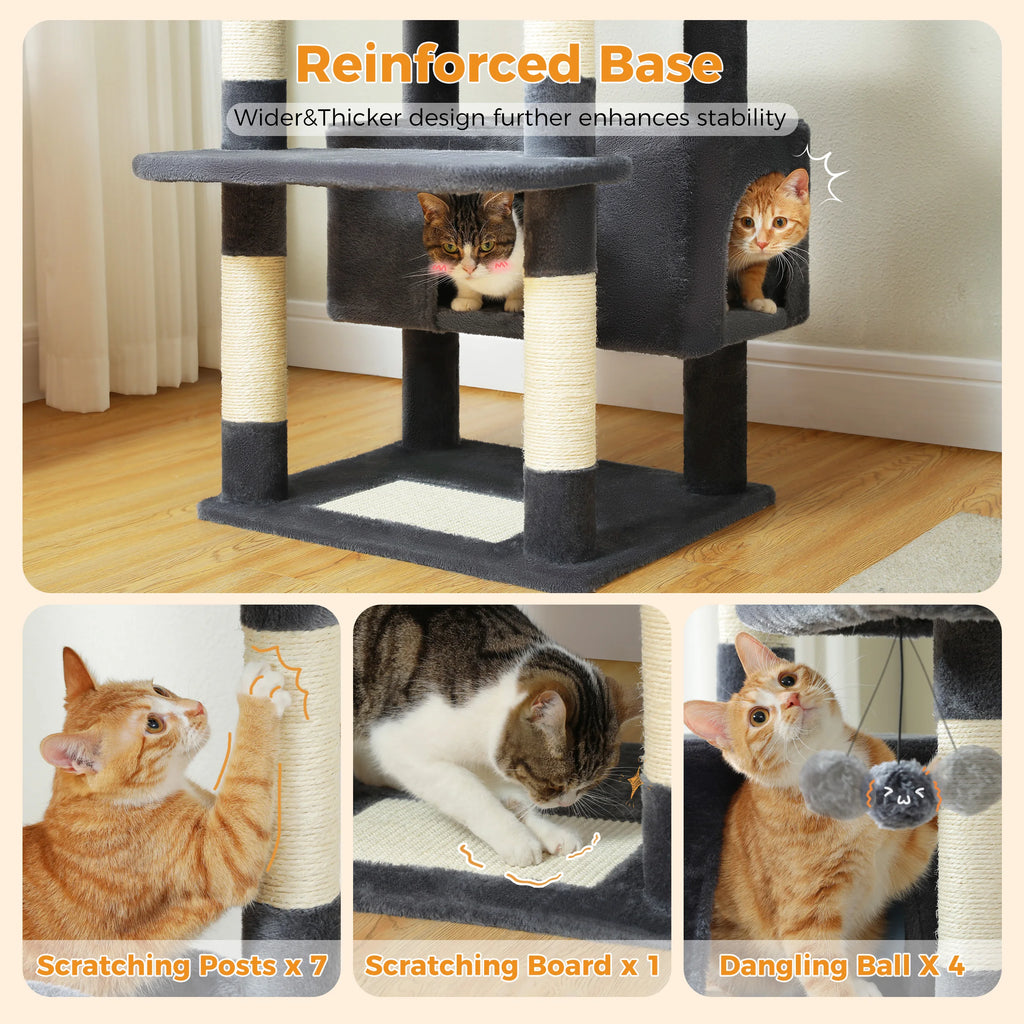 Cozy Heights™ 184cm Deluxe Cat Tree Tower – Multi-Level Indoor Playground with Scratching Posts, Plush Perches & Hideaway Condos