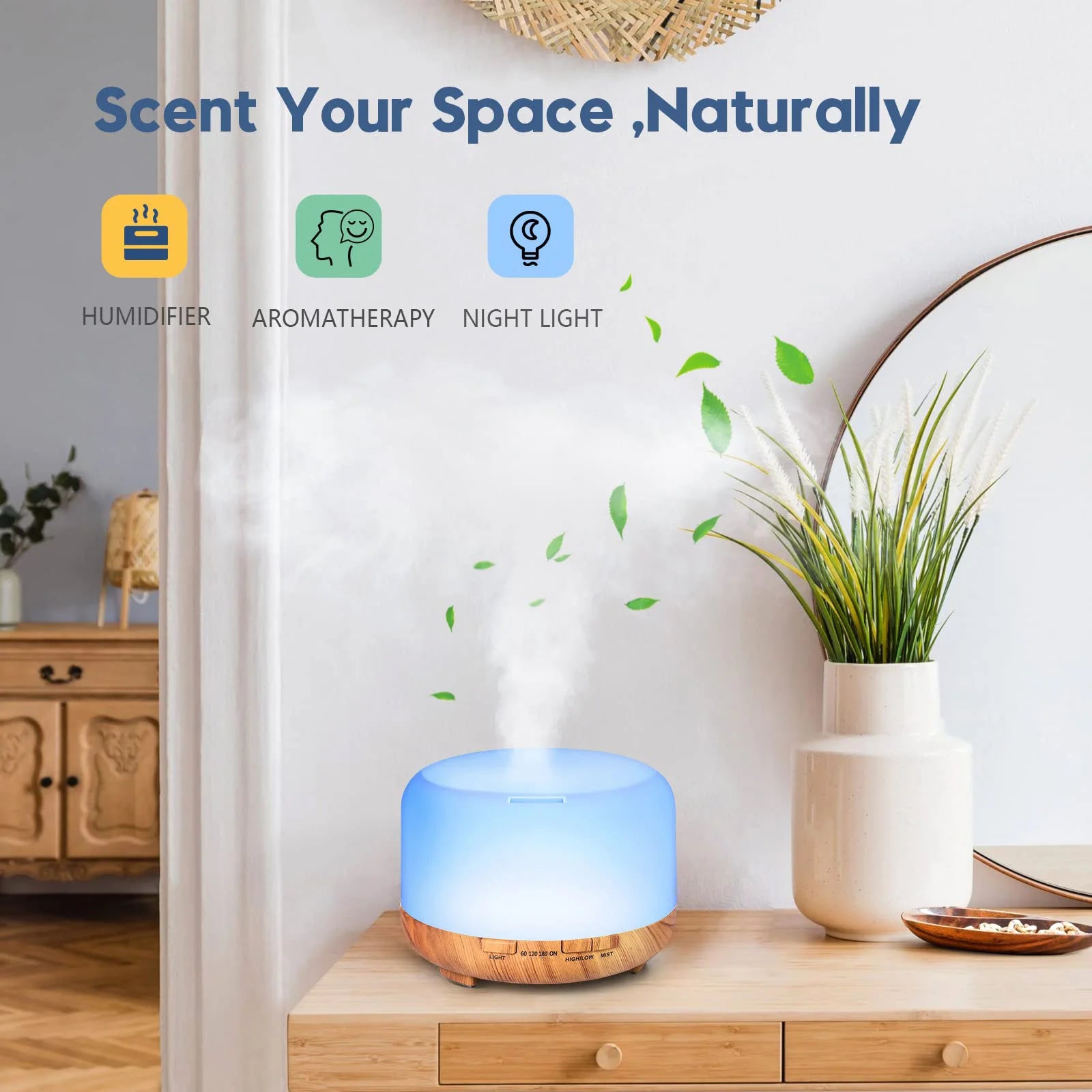 SerenityMist™ 500ML Aromatherapy Diffuser with 6-Scent Essential Oil Set – Luxe Home Fragrance & Wellness