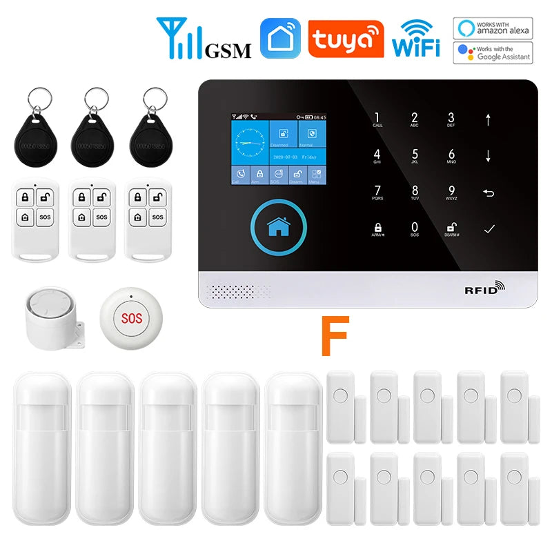 Tuya Alarm System WiFi GSM Security Alarm System Home Burglar Alarm For House Office  SMS APP Remote Control Work With Alexa