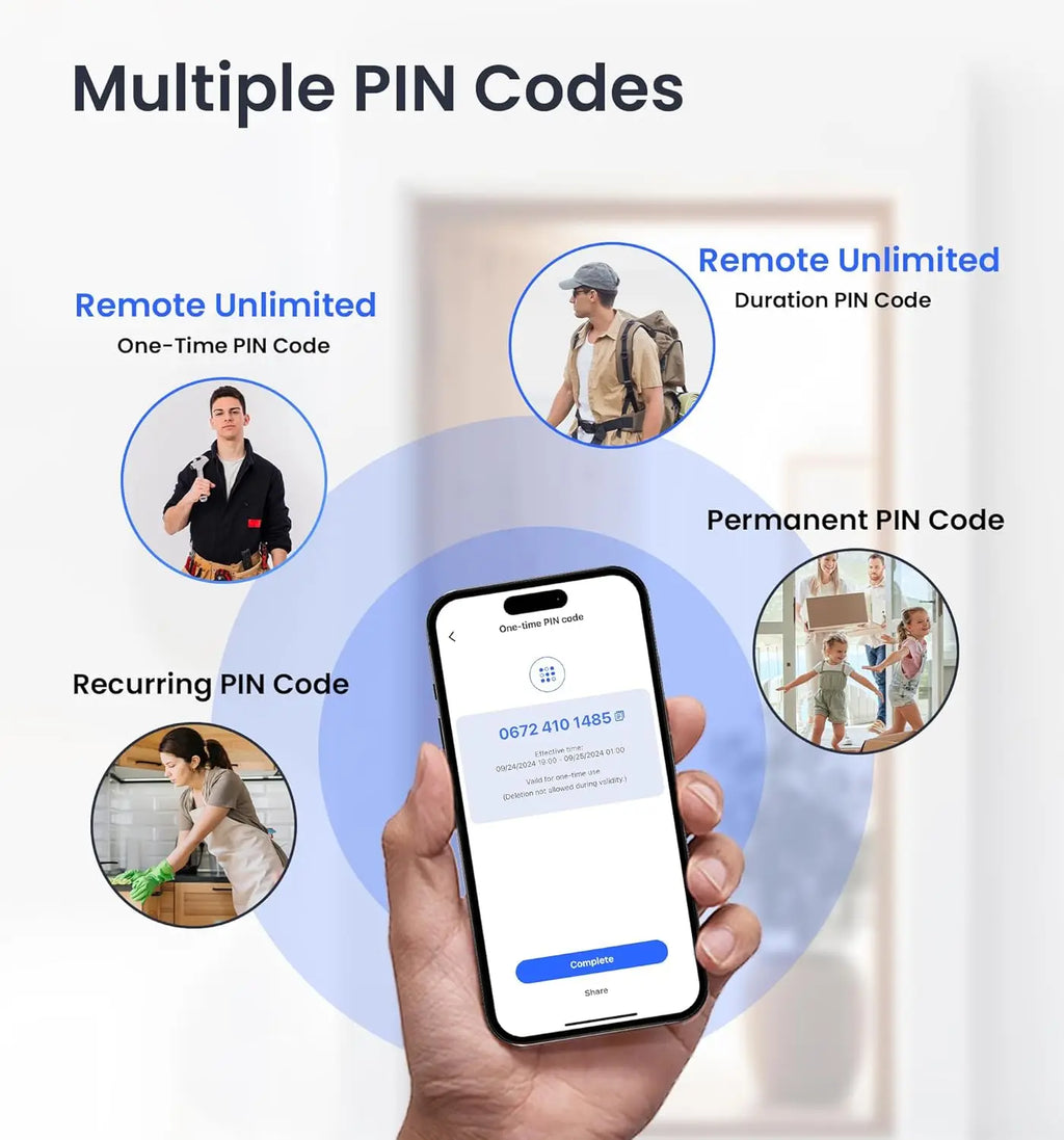 Veise VE017 Fingerprint Smart Door Lock, App Control, 7-in-1 Keyless Entry, Auto Lock, Emergency Power Port