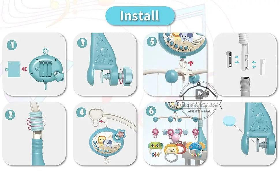 Yokibo Musical Baby Crib Mobile with Soothing Lights & 400 Melodies — Remote Control Infant Toy