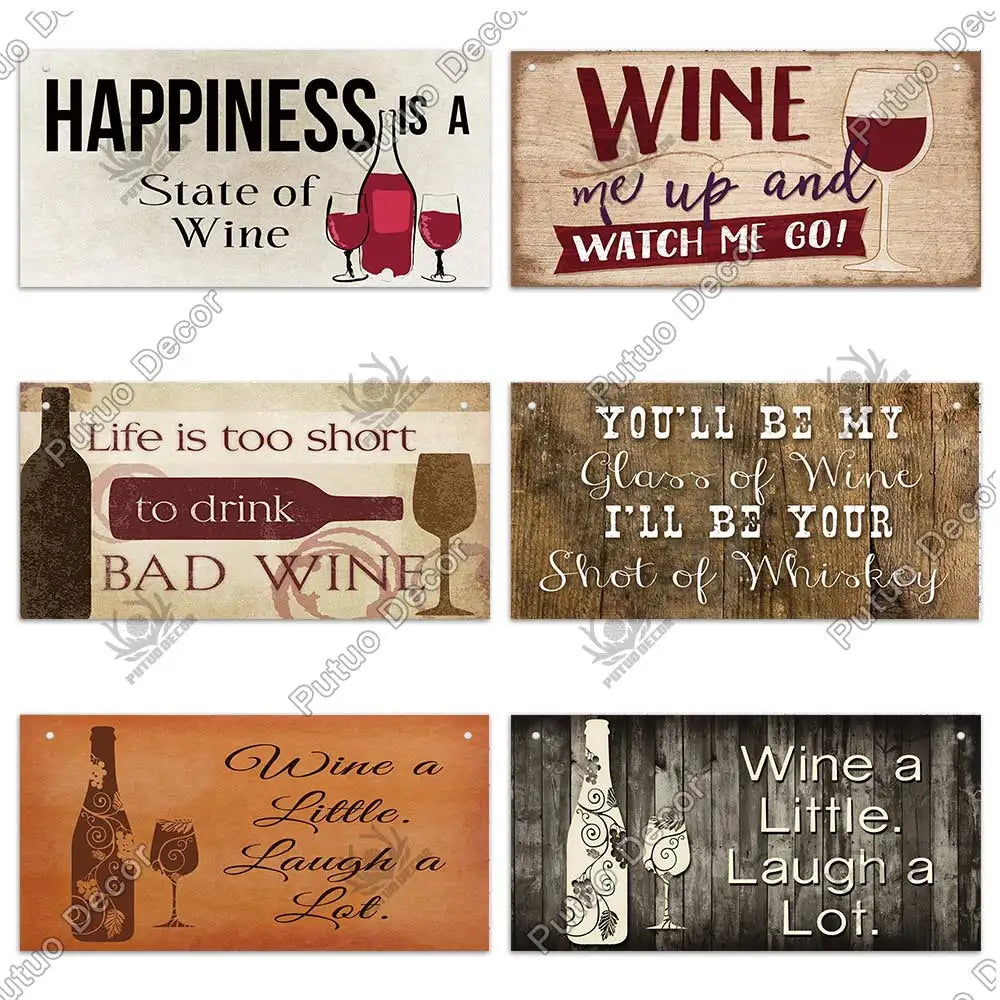 Putuo Decor Wine Signs Wooden Alcohol Plaque Wood Bar Plaque for Wood In Bar Pub Wall Decoration Door Hanging Sign Home Decor