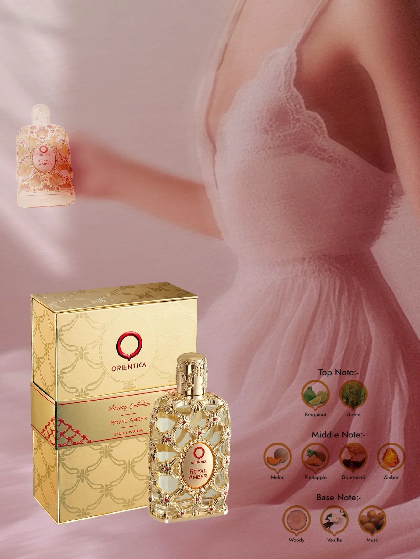 Orientica Royal Amber Rouge Oud Saffron Unisex Eau De Parfum – Long-Lasting Woody Rose Cologne