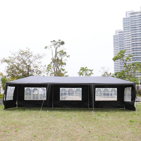 10'x30' Outdoor Party Tent with 8 Removable Sidewalls, Waterproof Canopy Patio Wedding Gazebo, Black