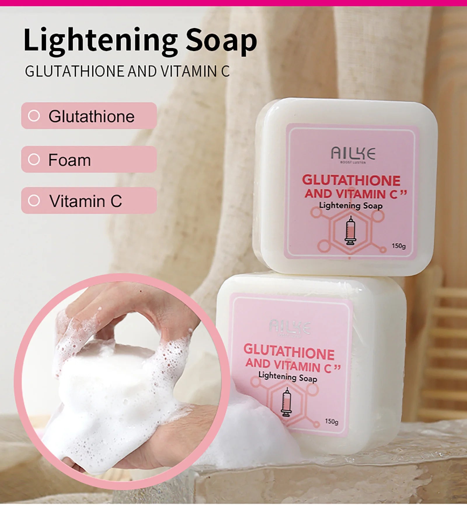 AILKE Vitamin C + Glutathione Brightening Skincare Set – Moisturizing, Whitening & Glow-Boosting Full Body System