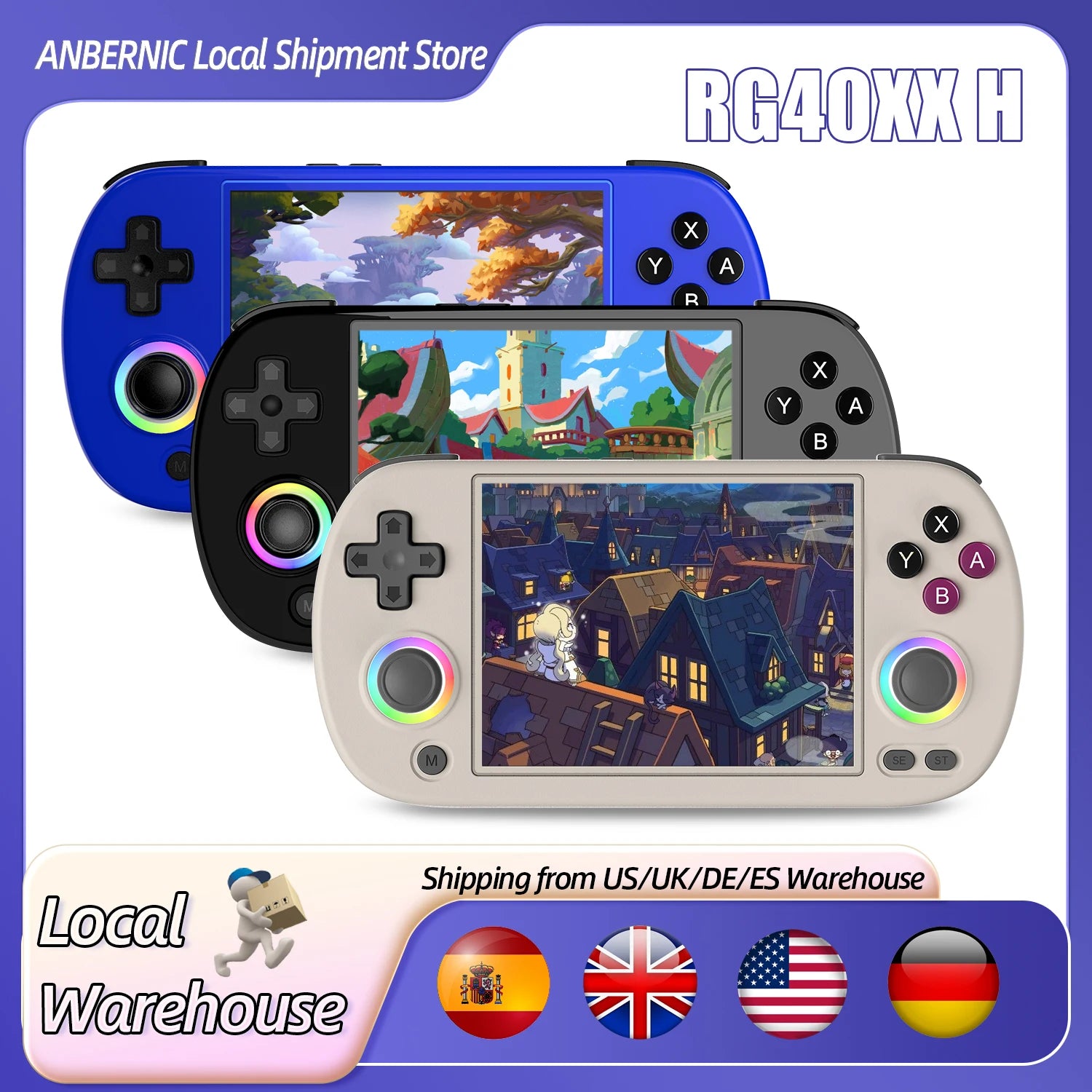 ANBERNIC RG40XX H Retro Handheld Game Console – 4” IPS Screen, 64GB Storage & 5000+ Games