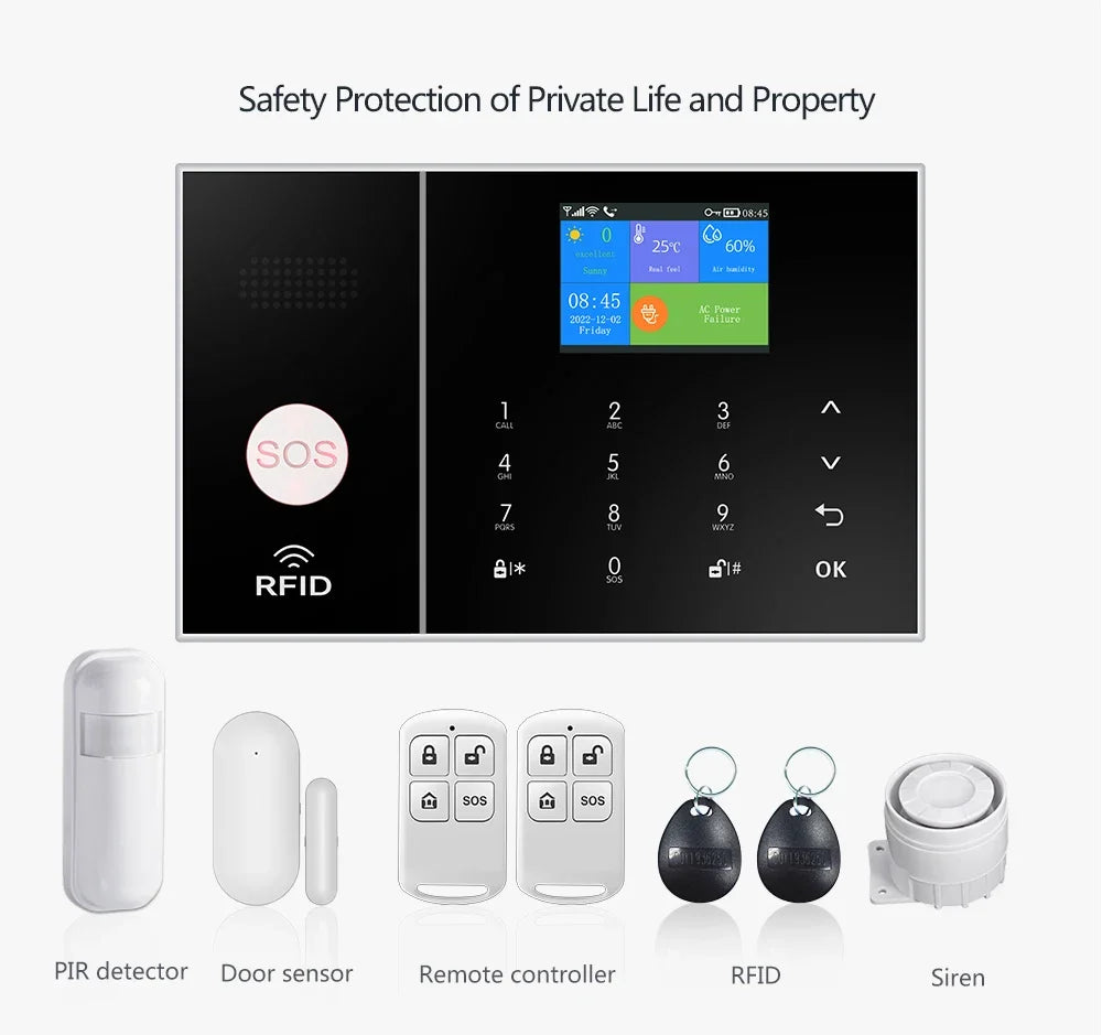 HIVA Security Alarm System For Home GSM Wifi Tuya Smart Life App Control Burglar Alarm Kit With Pir Door Sensor work with Alexa