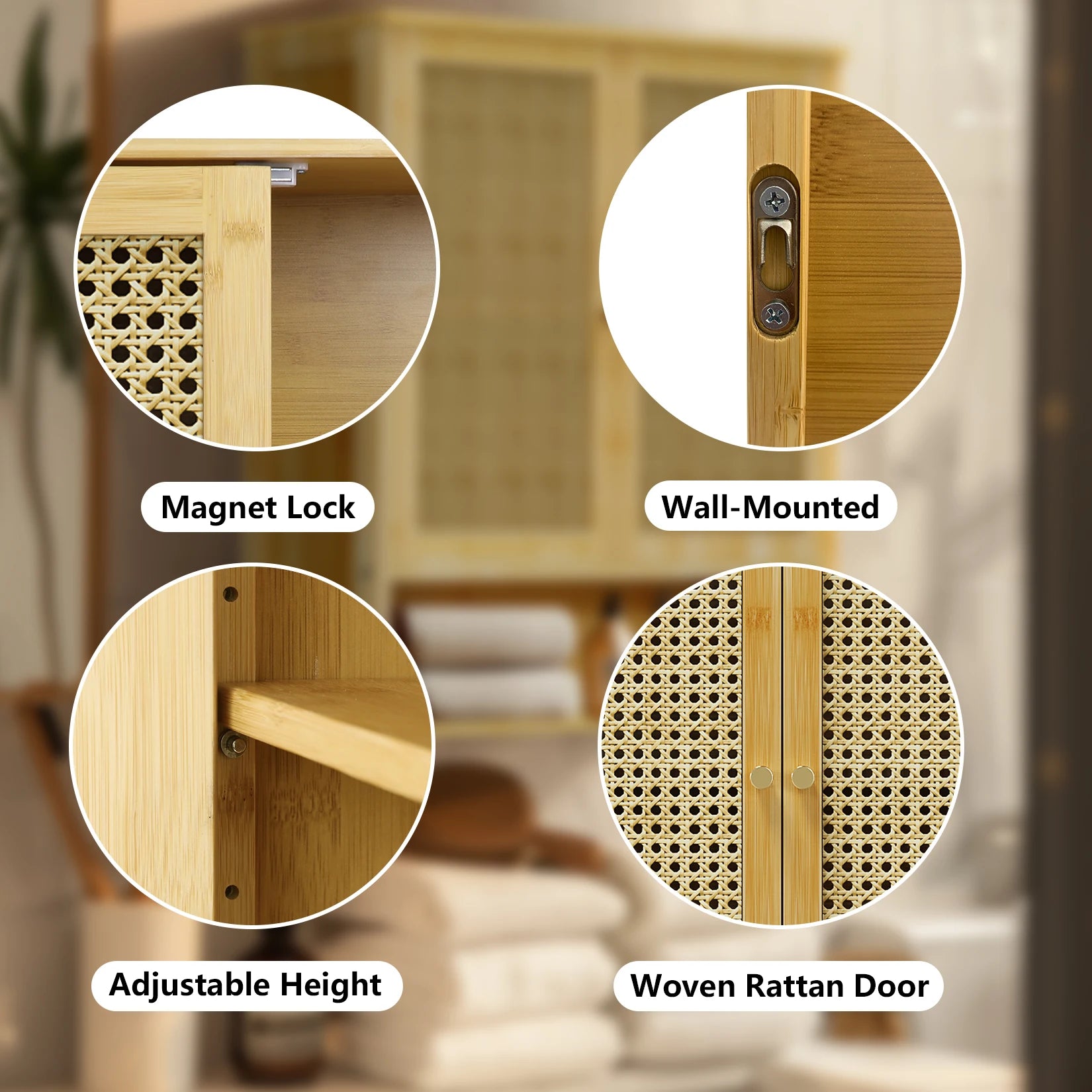 Wall-Mounted Bamboo Bathroom Cabinet & Storage Organizer