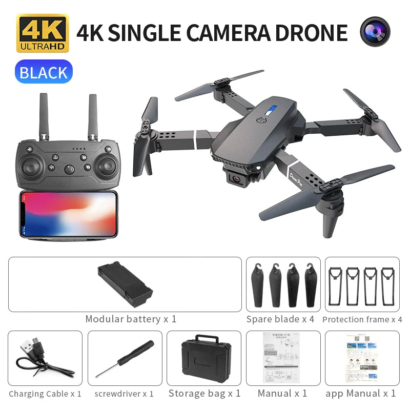 ✨ 2025 E88 Pro Foldable 4K FPV Drone – Wide-Angle HD Dual Camera, Altitude Hold & Beginner-Friendly Aerial Fun ✨