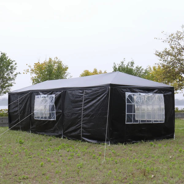 10'x30' Outdoor Party Tent with 8 Removable Sidewalls, Waterproof Canopy Patio Wedding Gazebo, Black