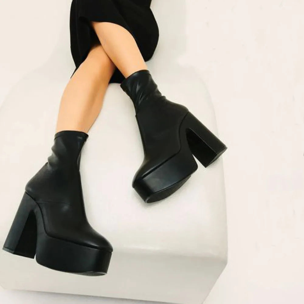 DoraTasia Fashion Charming Gothic Square Toe Shaped Heel Female Ankle Boots Concise Comfort Life Party Christmas Women's Boots