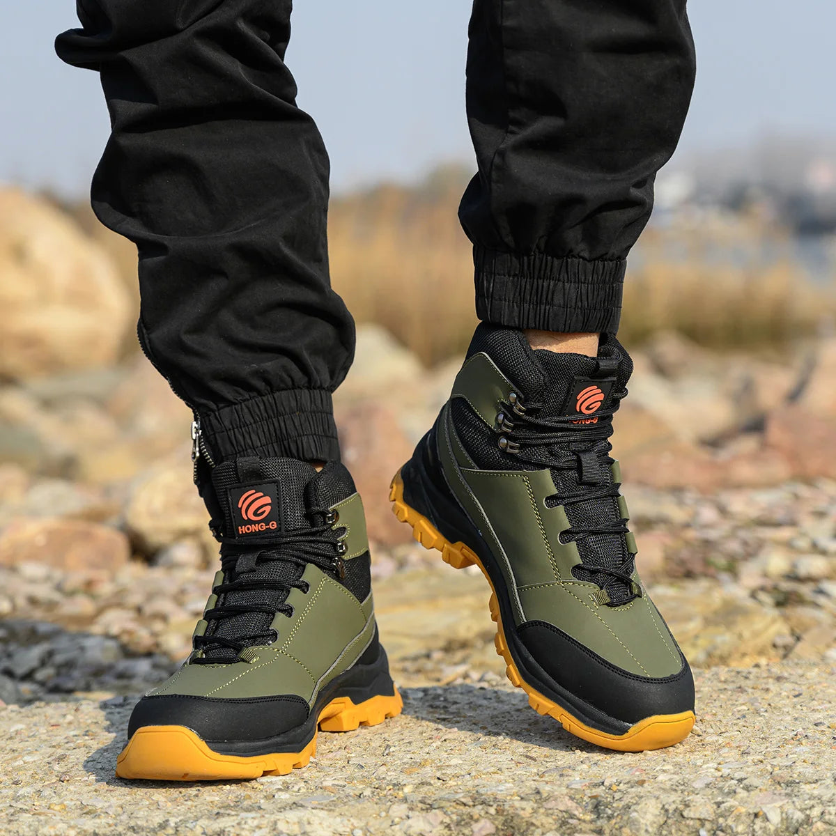 VEIGAR Men’s Protective Work Safety Shoes – Breathable Anti-Puncture Steel Toe Cap Work Boots