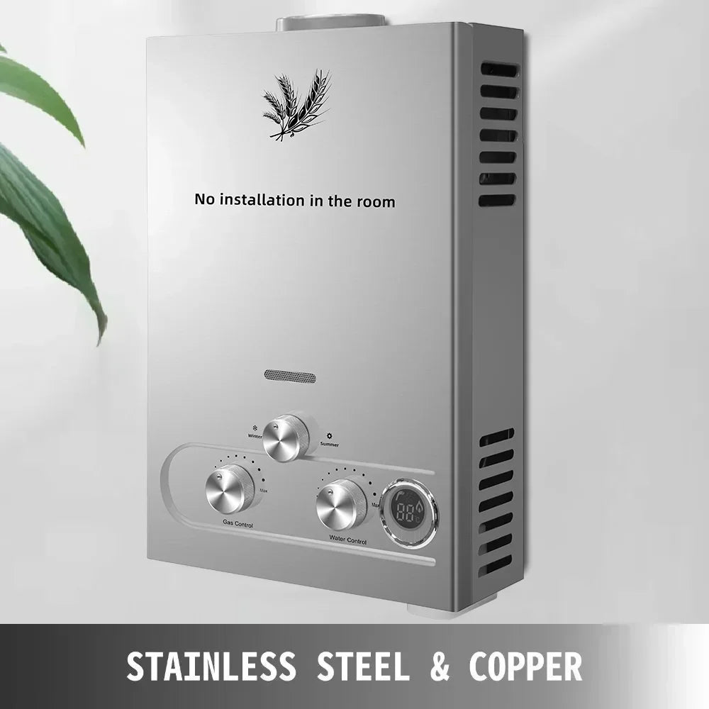 SIHAO LPG Tankless Water Heater 6L–18L, Stainless Steel Instant Propane Gas Water Heater with LED Display for Outdoor, RV, Trailer & Home Use