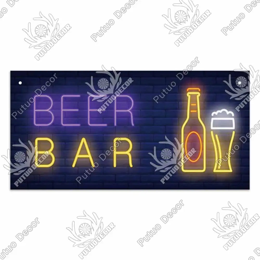 Putuo Decor Wine Signs Wooden Alcohol Plaque Wood Bar Plaque for Wood In Bar Pub Wall Decoration Door Hanging Sign Home Decor