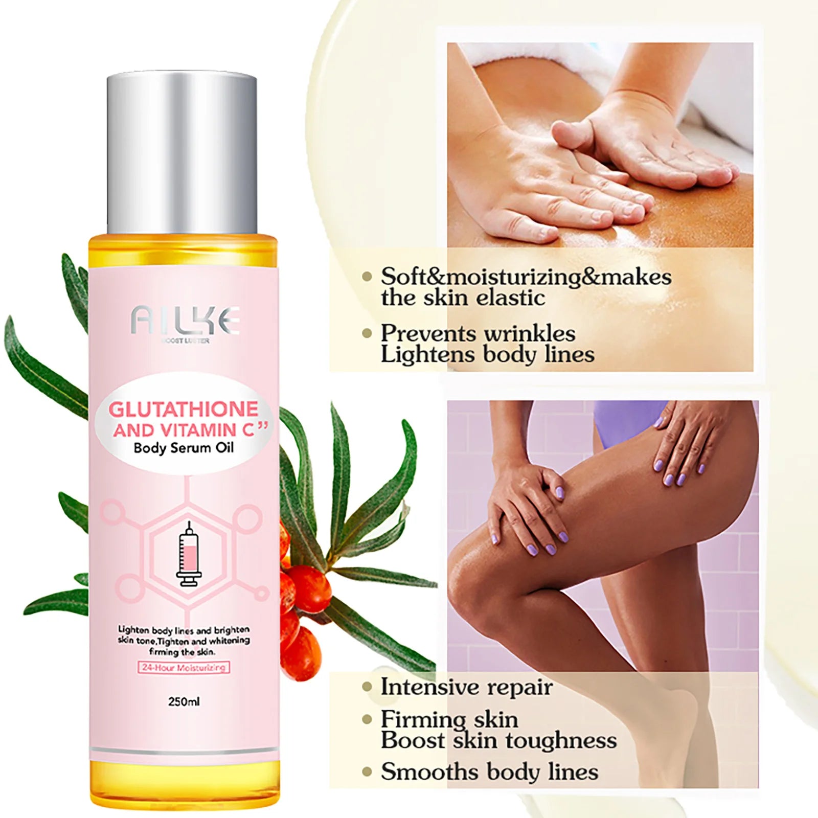 AILKE Vitamin C + Glutathione Brightening Skincare Set – Moisturizing, Whitening & Glow-Boosting Full Body System