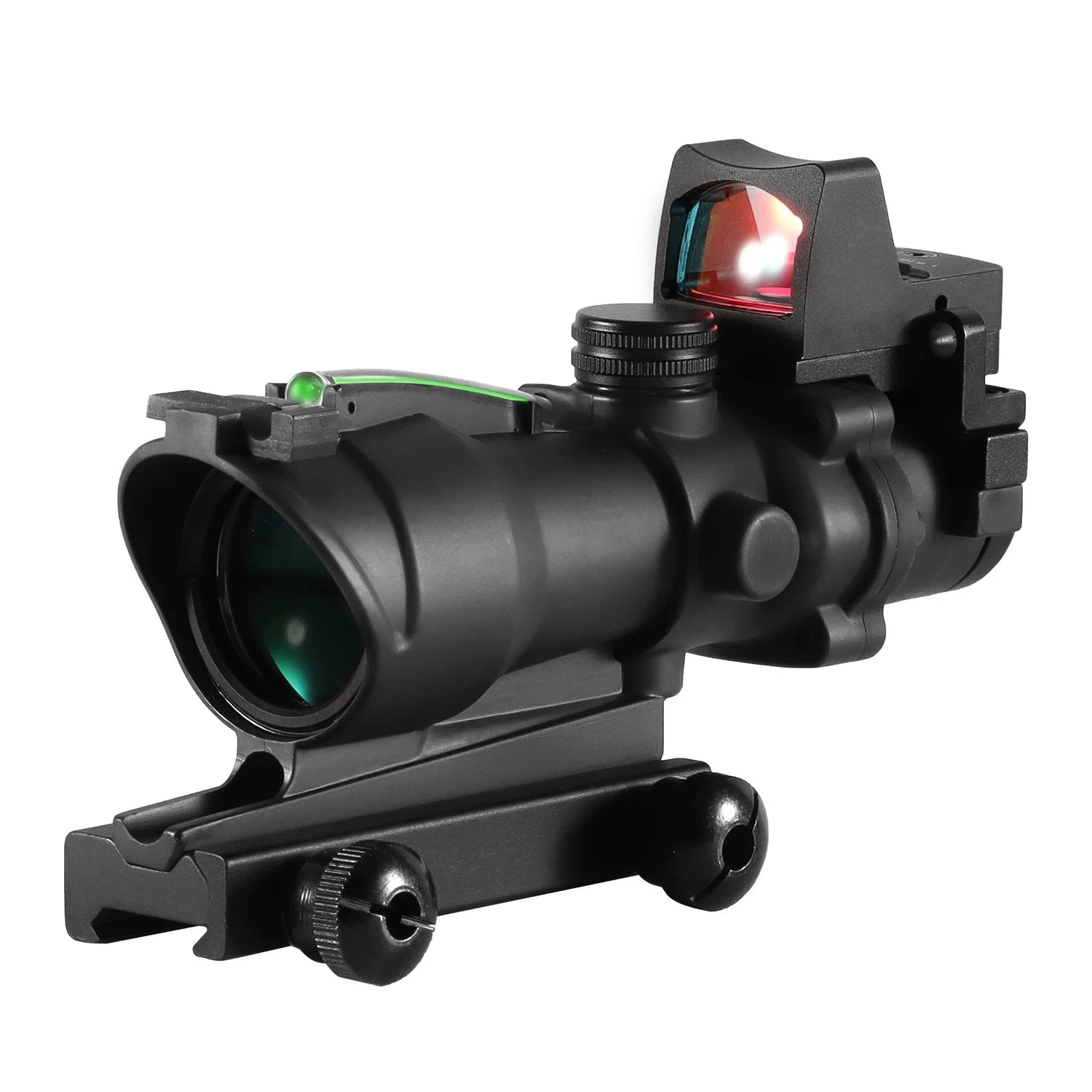 Adjustable 4x32 Tactical Rifle Scope with Red/Green Dot | Dual-Optic 1x–4x Hunting Scope for 20mm Rails