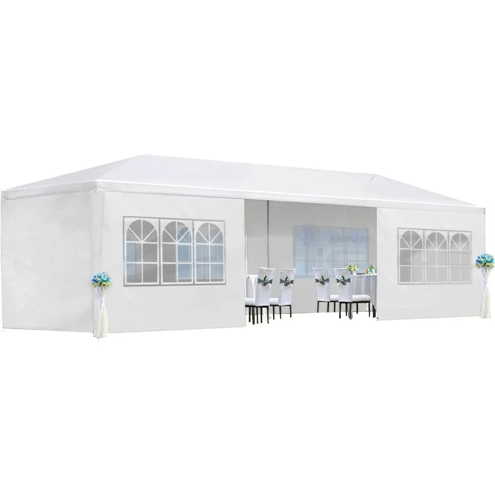 “10x30FT Luxury White Event Canopy – Heavy-Duty Waterproof Party Tent with 8 Sidewalls for Weddings, Markets & Outdoor Gatherings”**