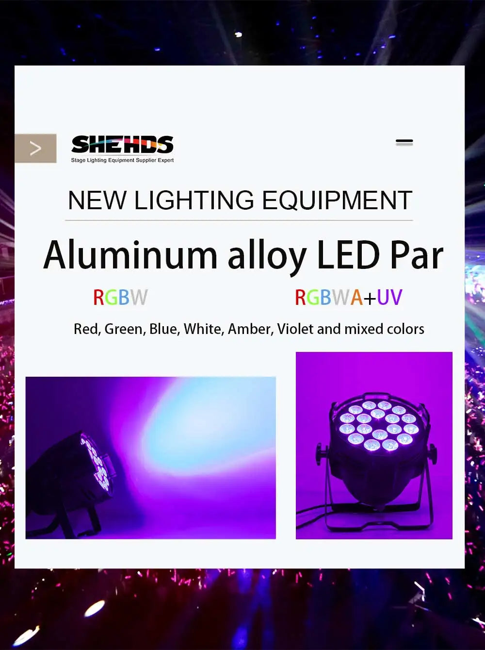 SHEHDS New Version LED 18x18W RGBWA UV 6in1 Par Light Big Aluminum Alloy High Power Even Color Mixing for DJ Bar Disco Wedding