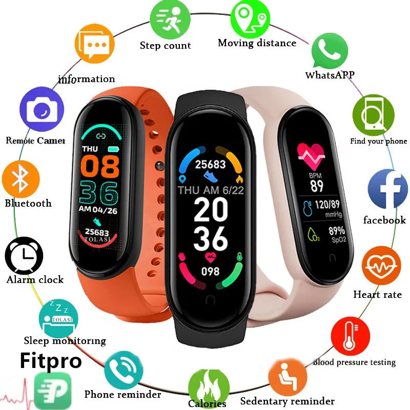 M6 Smart Fitness Watch | Waterproof Activity Tracker with Heart Rate & Blood Pressure Monitor, Sports Modes, Sleep Tracker & Smart Notifications