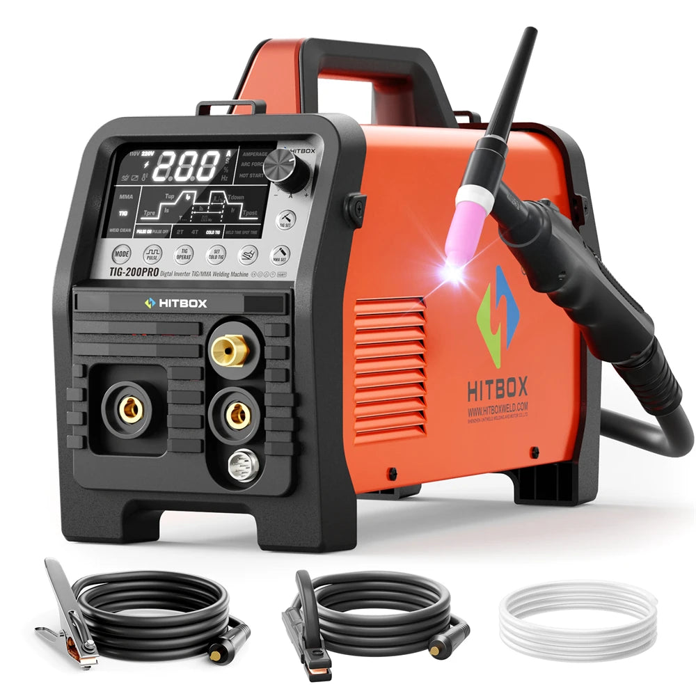 HITBOX TIG200PRO 6-in-1 Welding Machine | Pulsed HF TIG / Cold Welding / MMA Stick | 1–170A | Digital Display | IGBT Inverter | 2T/4T