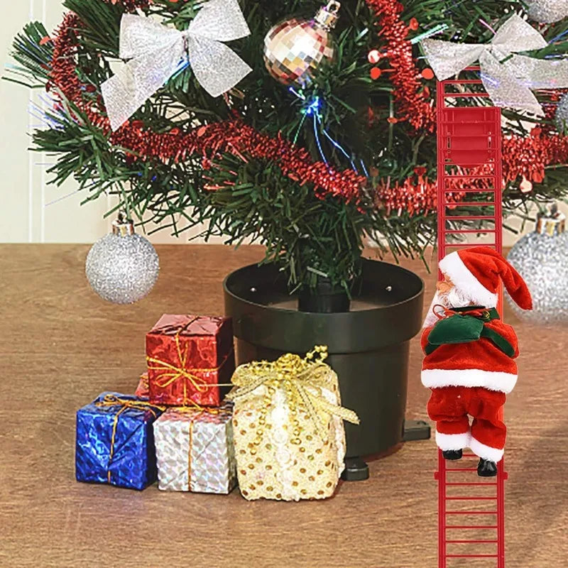 Santa Claus Doll Climbing Ladder with Music Christmas Tree Ornaments Decorations for Home 2025 Navidad New Year Kids Gift