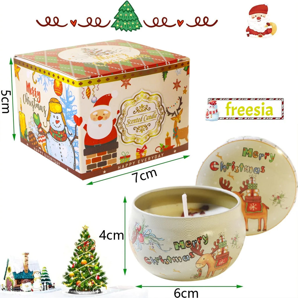 Christmas Aromatherapy Candles Rose Freesia Vanilla Scented Candle Smokeless Plant Wax Holiday Decor Perfect Festival Gifts