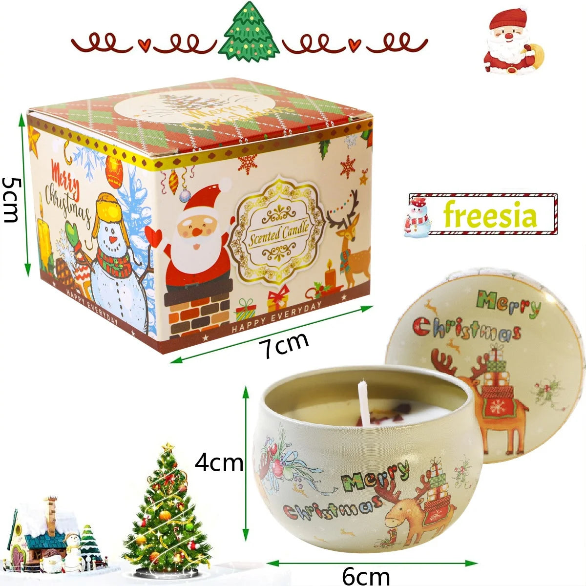 Christmas Aromatherapy Candles Rose Freesia Vanilla Scented Candle Smokeless Plant Wax Holiday Decor Perfect Festival Gifts