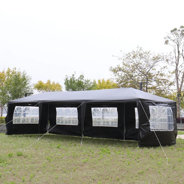 10'x30' Outdoor Party Tent with 8 Removable Sidewalls, Waterproof Canopy Patio Wedding Gazebo, Black