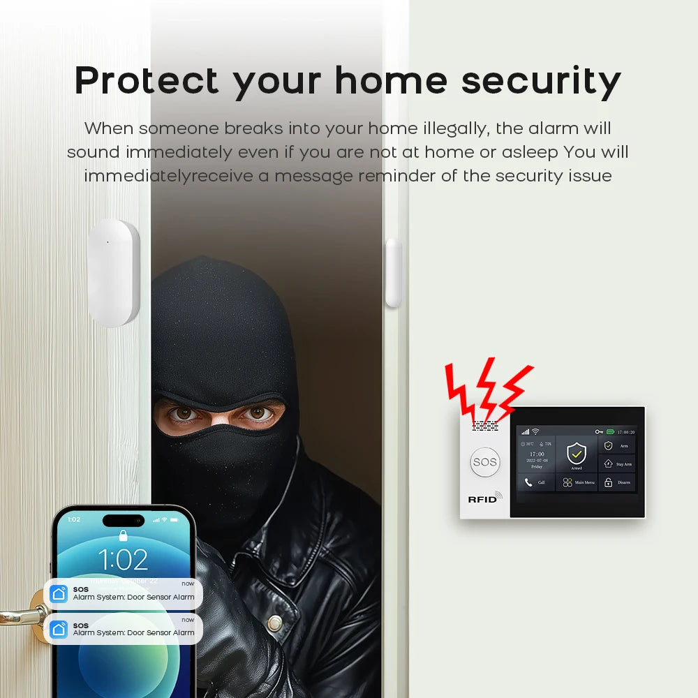Tuya 4G Home Alarm Smart Home WIFI Security Alarms For Home House Touch Screen Apartment Alarms Support Smart Life APP Alexa