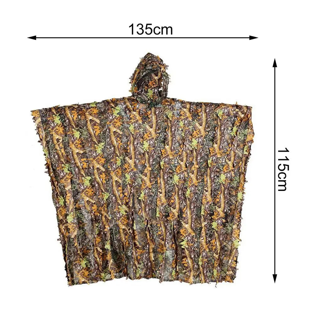 3D Leafy Ghillie Poncho – Woodland Camouflage Cloak | Hunting, Wildlife Photography, Birding, Outdoor Stealth Cape