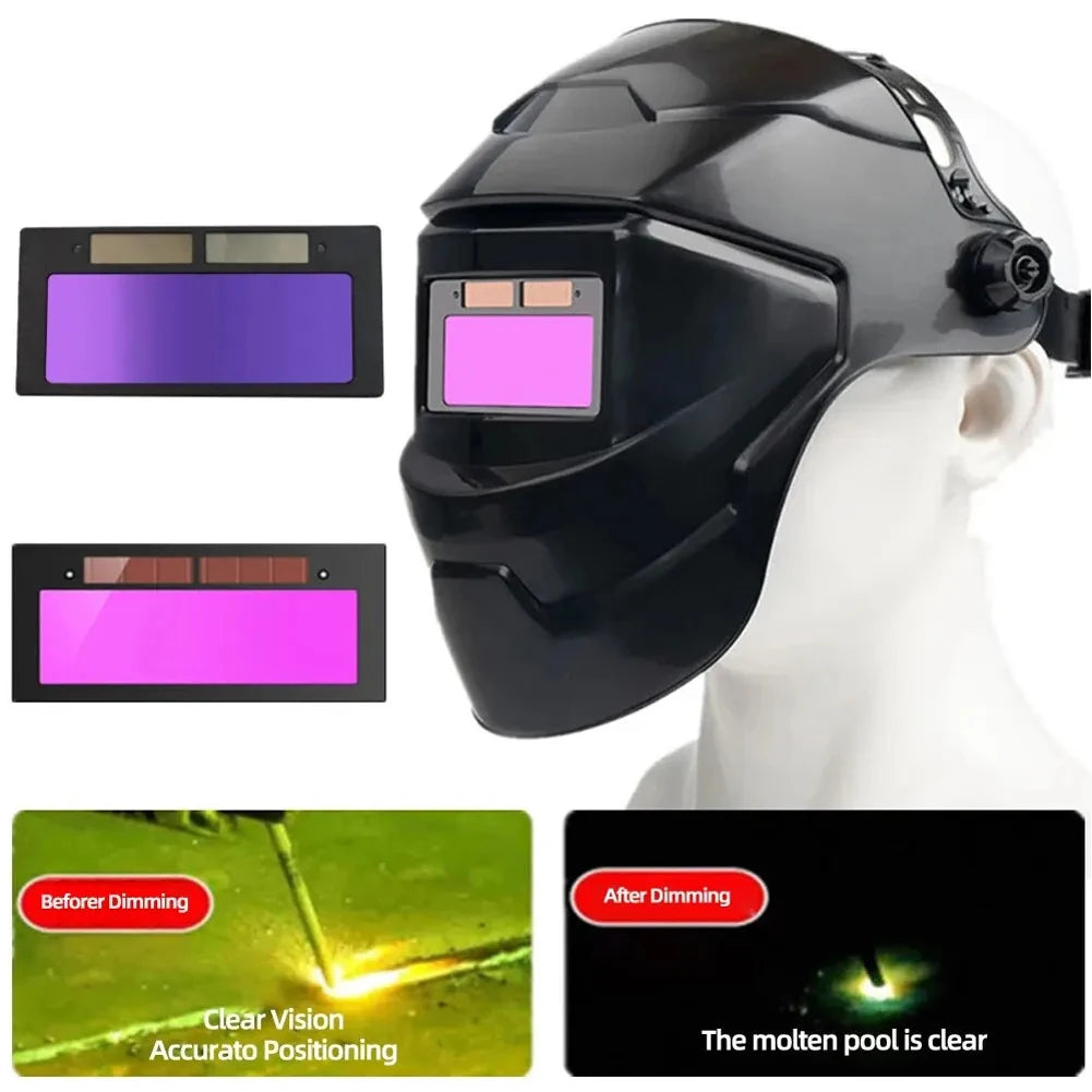 Auto-Darkening Welding Helmet Solar Powered True Color Welding Mask, High-Temperature Resistant Welding Facemask for ARC, MIG, TIG & Grinding