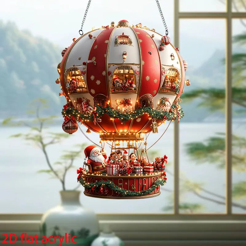 Balloon Christmas Day Ornaments 2D Flat Acrylic Hot Air Balloon Glass Ornament For Christmas Day Big Decoration IntéRieur