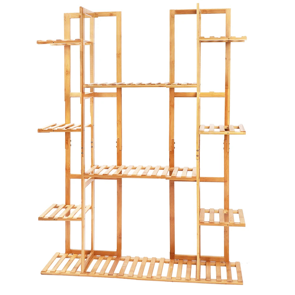 Multi-Tier Bamboo Plant Stand – 9-Tier Indoor/Outdoor Flower Pot Display Rack for Garden, Balcony & Living Room