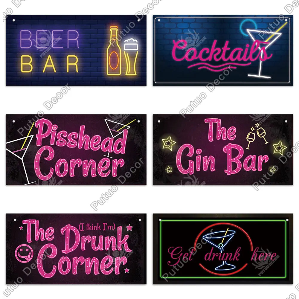 Putuo Decor Wine Signs Wooden Alcohol Plaque Wood Bar Plaque for Wood In Bar Pub Wall Decoration Door Hanging Sign Home Decor
