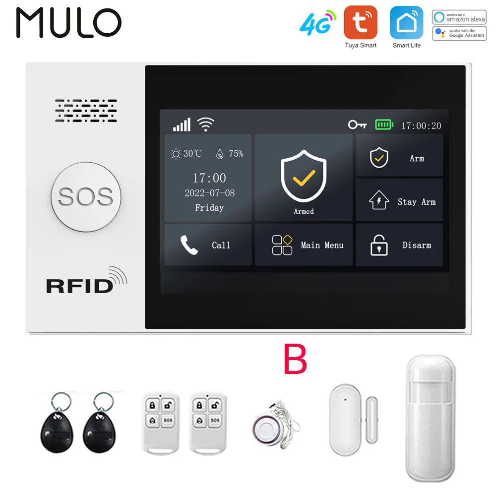 Tuya 4G Home Alarm Smart Home WIFI Security Alarms For Home House Touch Screen Apartment Alarms Support Smart Life APP Alexa