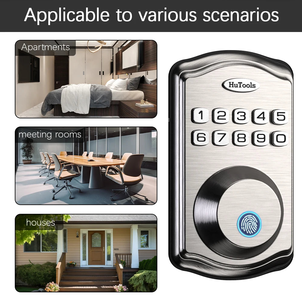 Smart Keypad Door Lock-Fingerprint  Entry Door Lock Deadbolt,  20 Touch Locking And 20 User Codes, Easy To Install And Program