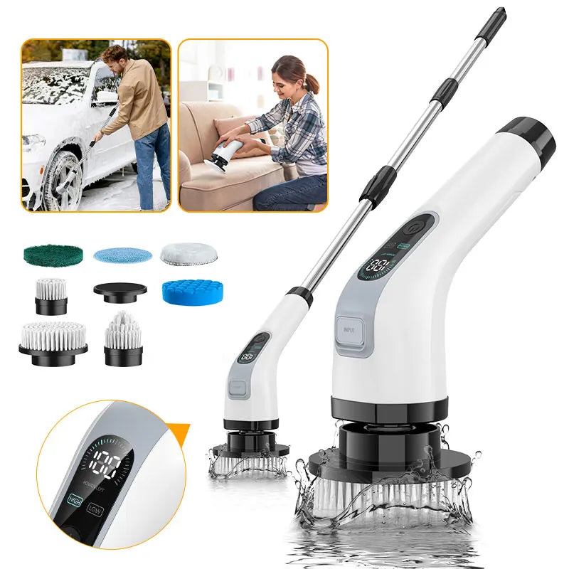 Cordless Electric Cleaning Brush with 7 Attachments - Safe Handheld Shower Scrubber for Bathroom & Kitchen