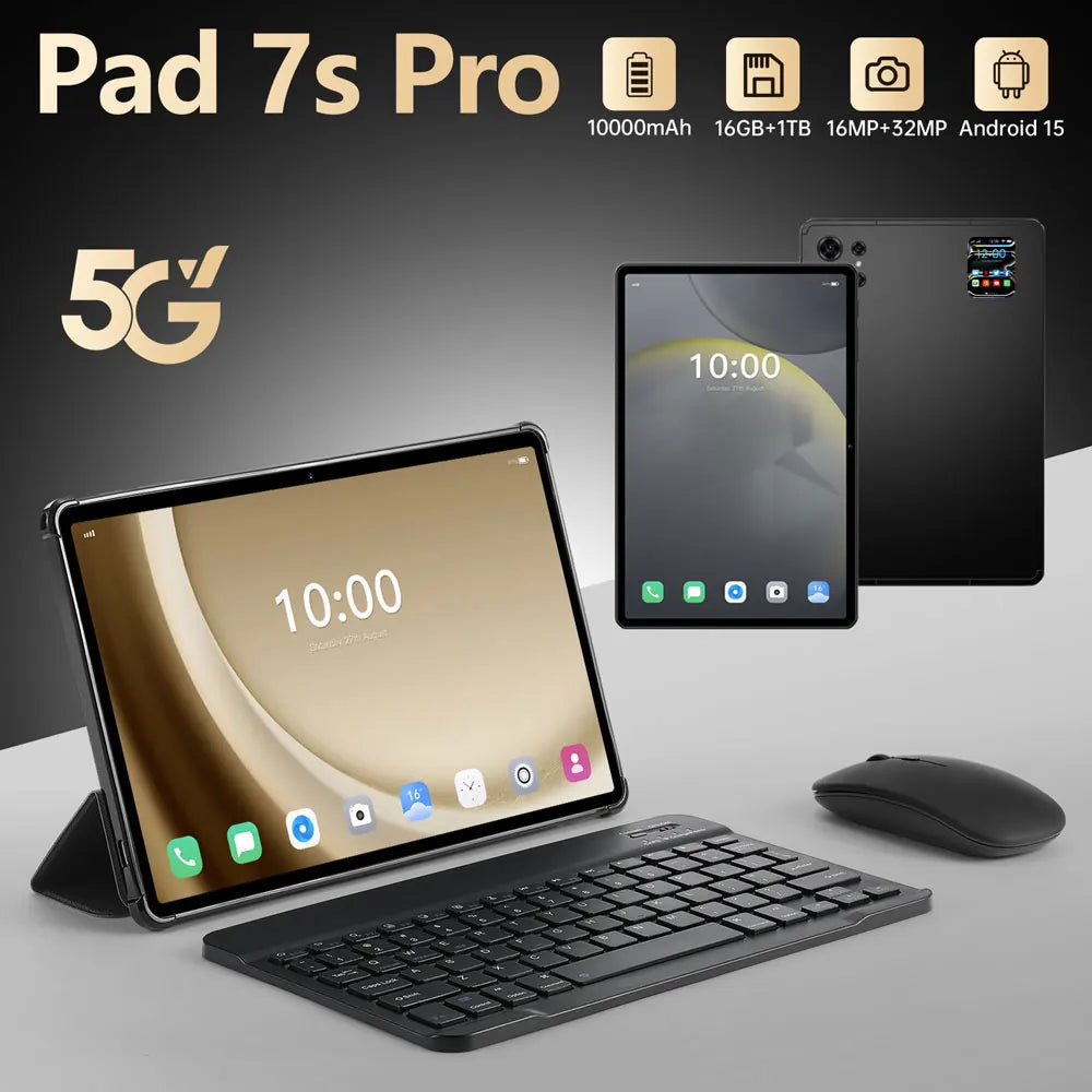 Pad 7S Pro 10" Android Tablet – Ultra-Slim 5G Dual SIM Tablet with 2TB Storage, Snapdragon Performance & 10000mAh Battery