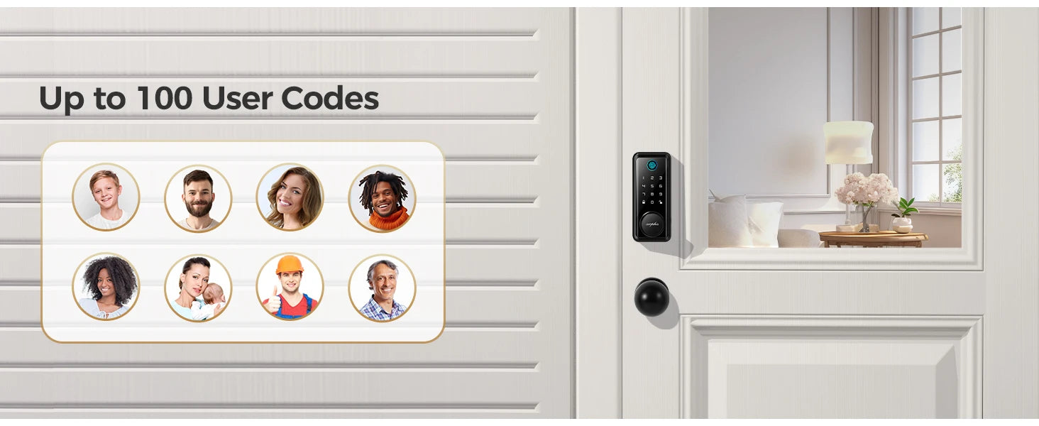 Arpha Smart Lock D601K Keyless Entry Door Lock Deadbolt with Handle Set Waterproof 5-in-1 Fingerprint Keyless Entry Door Lock