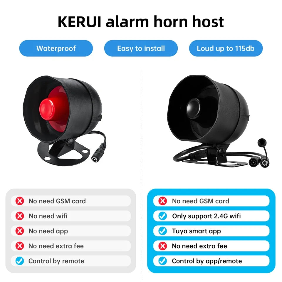 KERUI WiFi Smart Siren Alarm System – 120dB Tuya Home Security Kit with Door Sensor & Motion Sensor, App Control & Alexa/Google Compatible