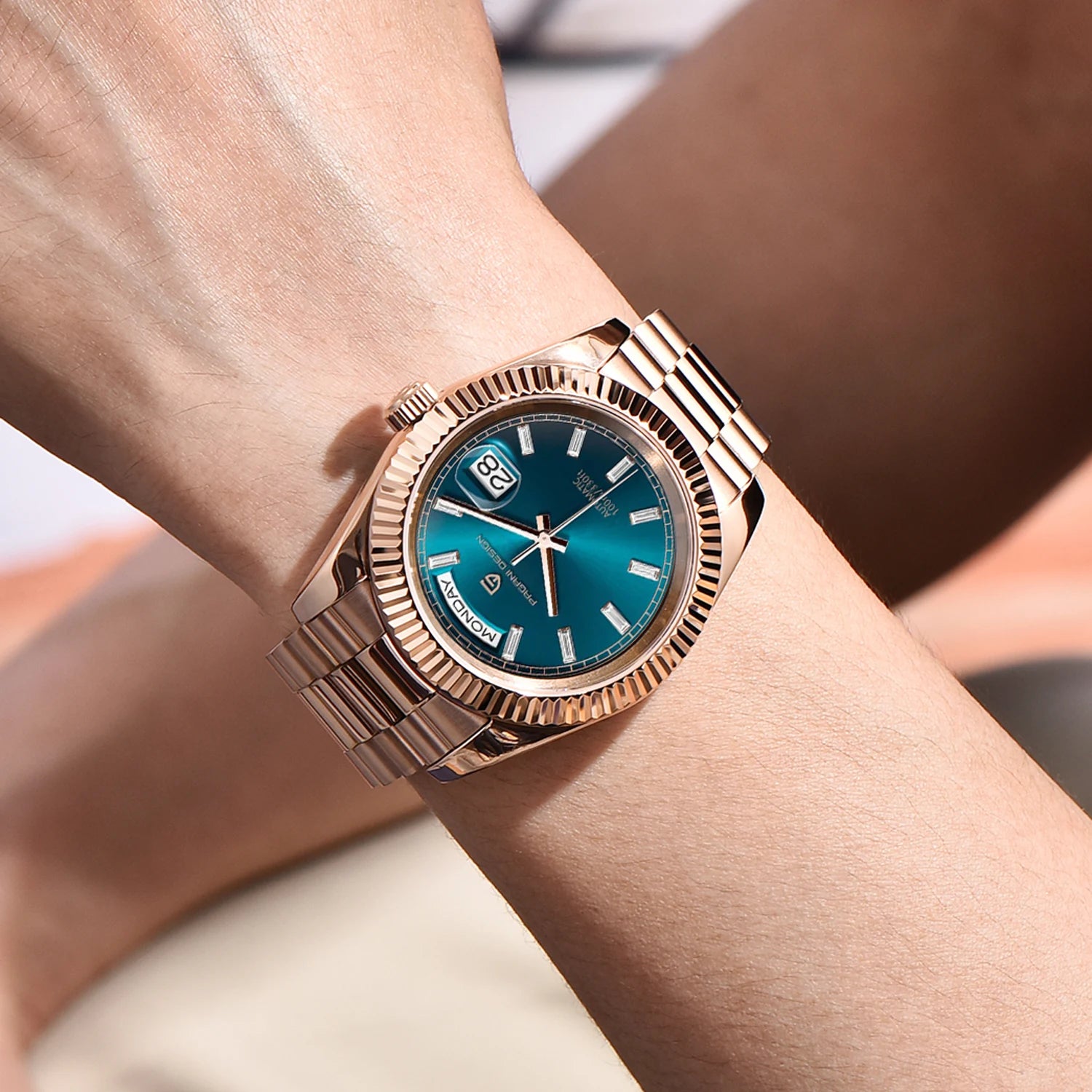 2025 PAGANI DESIGN Luxury Rose Gold Automatic Mechanical Watch – Men’s Sapphire Sports Timepiece